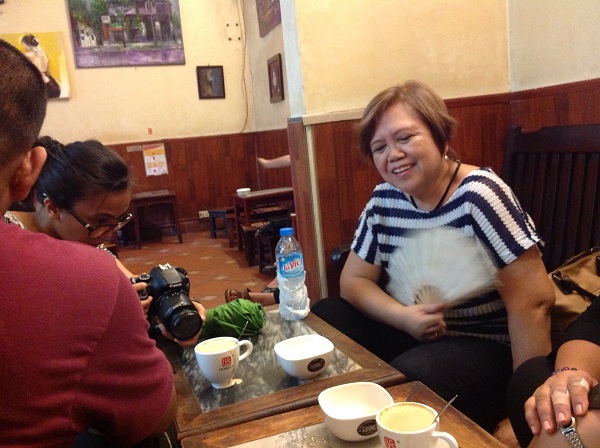 The 2nd cup of chicken egg coffee on their North Vietnam Hanoi travel