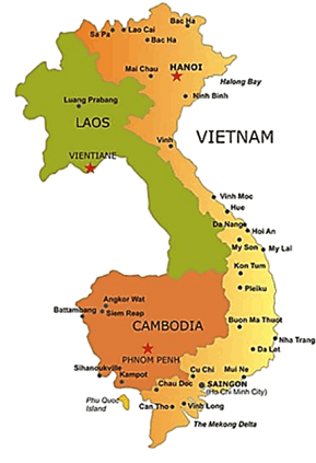 Laos Cambodia Vietnam tourist map   - best time to visit Vietnam