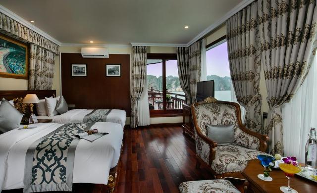 Signature twin cabin on Emperor cruise tours from Hanoi to Halong bay