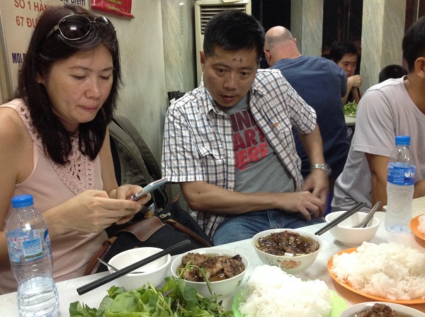 Oh La La the 2nd time to eat Bun Cha on 7day Hanoi vacation package with us