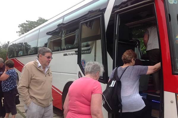 Our 45 seat bus from South to North package tour Vietnam for Mr. Dennison and his Australian group